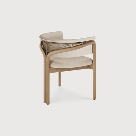 Volita_dining_chairs_varnished_teak_dark_brown_gold_metal_beige_chenille_Ethnicraft_Morpho_by_Tomorrowland